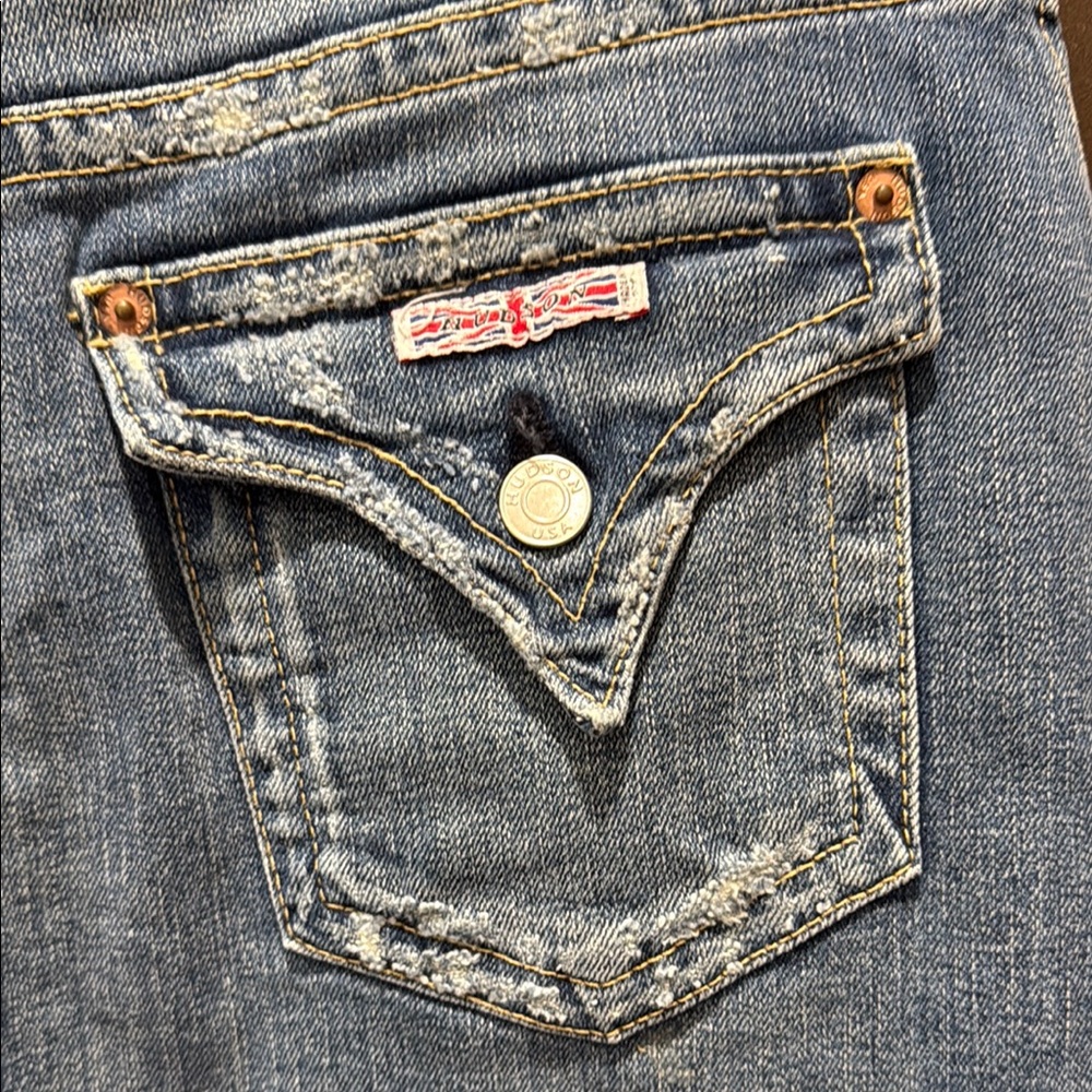 Hudson Jeans Blue Denim Pencil Skirt with Distressed Details, MADE IN USA, Sz 32 - Picture 7 of 11
